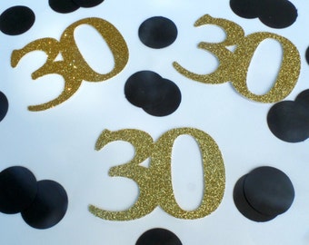 Custom age number confetti - 30 Birthday Confetti, Thirty Birthday, 30 Confetti, 16th birthday, Sweet 16, Gold and Black Party 21