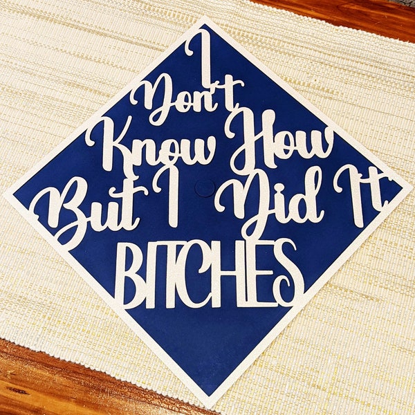 Funny Graduation Cap Topper - Custom Graduation Cap Topper - Personalized Glitter Grad Cap Quote - Glitter Graduation Cap Top - Custom Words