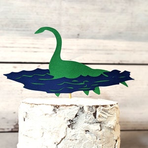 Loch Ness Monster Cake Topper - Marine Reptile Happy Birthday - Plesiosaur - Ancient Creature