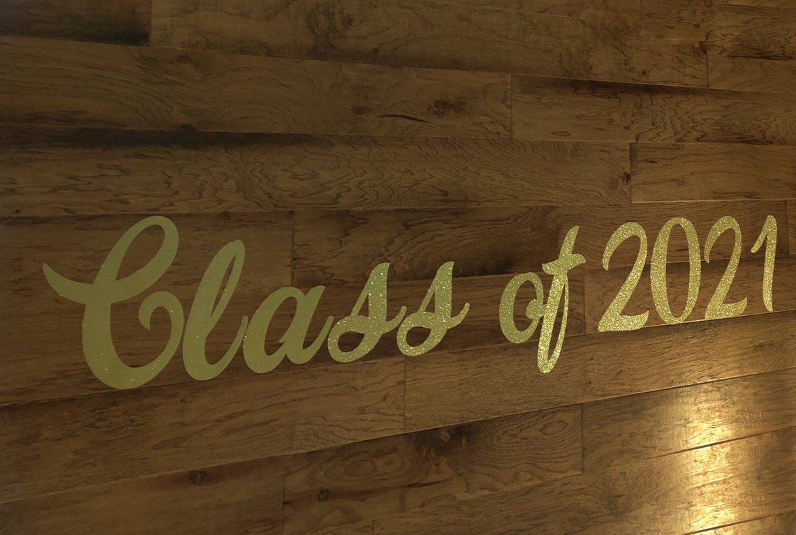Class of 2021 Backdrop Die Cut Letters Gold Glitter Large Etsy