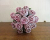 Vintage Roses Miniature doll house decor pink and pretty ceramic porcelain w free ship