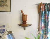 Mortar and Pestle, Wood, Vintage Kitchen Decor, Two Tone