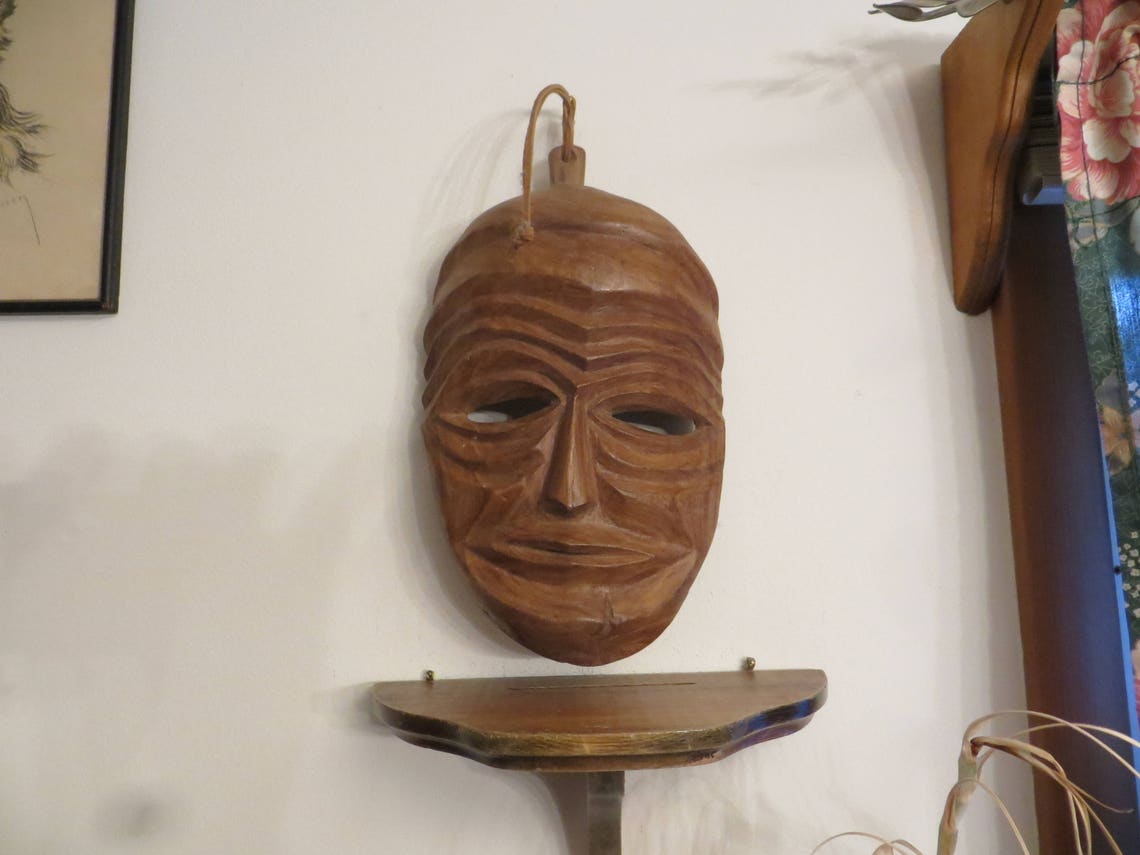 Carved Tribal Wood Mask Wall Decor - Etsy