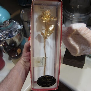 24K Rose - Hand Dipped Real Rose 24K Gold Preserved Flower
