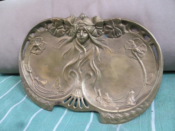Art Nouveau Bronze Brass Dressing Table Tray - image 5
