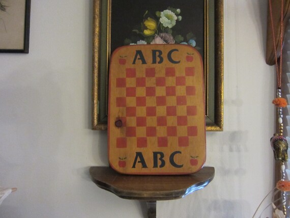 ABC Checker Board Folk Art Wall Board Plaque - Etsy