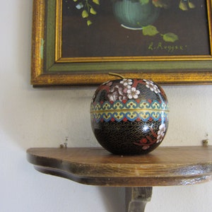 Vintage Apple Trinket Box, Paperweight Cloisonne Apple Ring Box