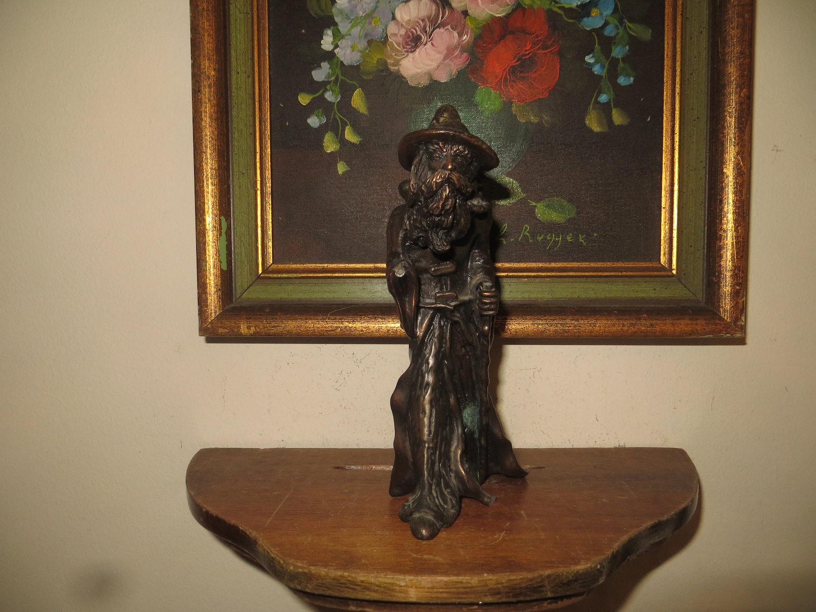 Bronze Wizard Statue Sculpture Signed Vintage Etsy