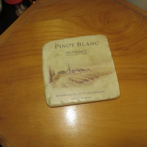 Set of 4 French Pinot Noir &#39;Vin D&#39;Alsace&#39; Ceramic Coasters