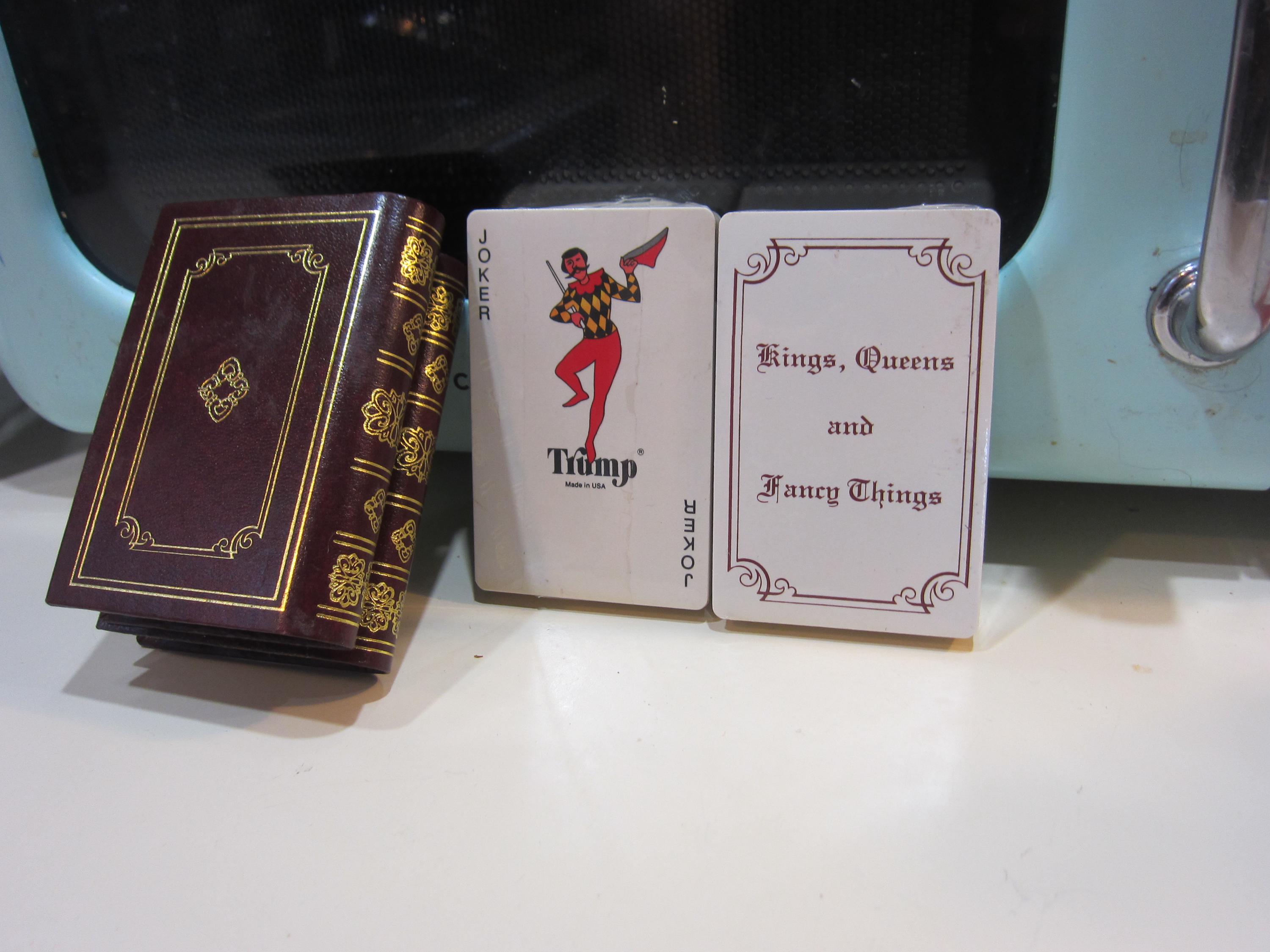 Playing Card Book Shaped Holder W/ 2 Sealed Trump Kings, Queens