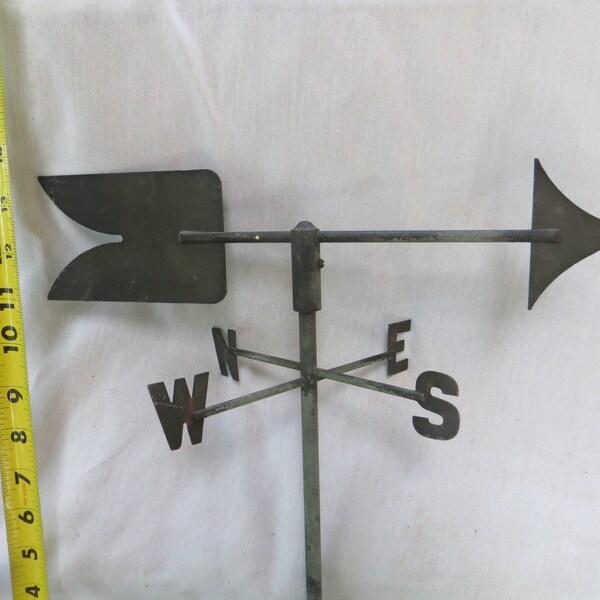 Antique copper brass arrow weathervane, small weather vane w/ Patina