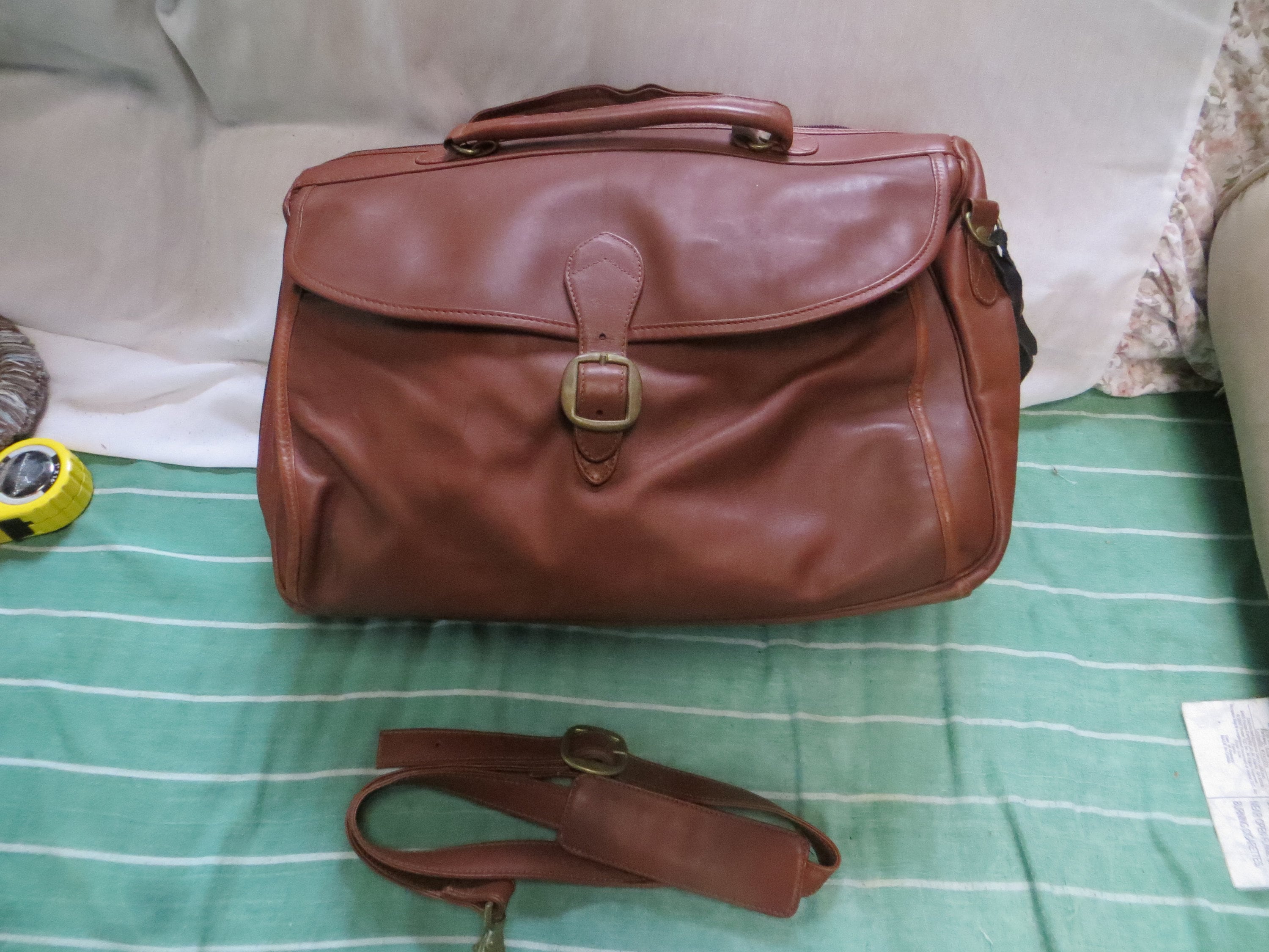 Vintage Brooks Brothers Messenger Leather Flap Bag, Buckle Vintage Brooks Brothers Messenger Leather Flap Bag, Buckle