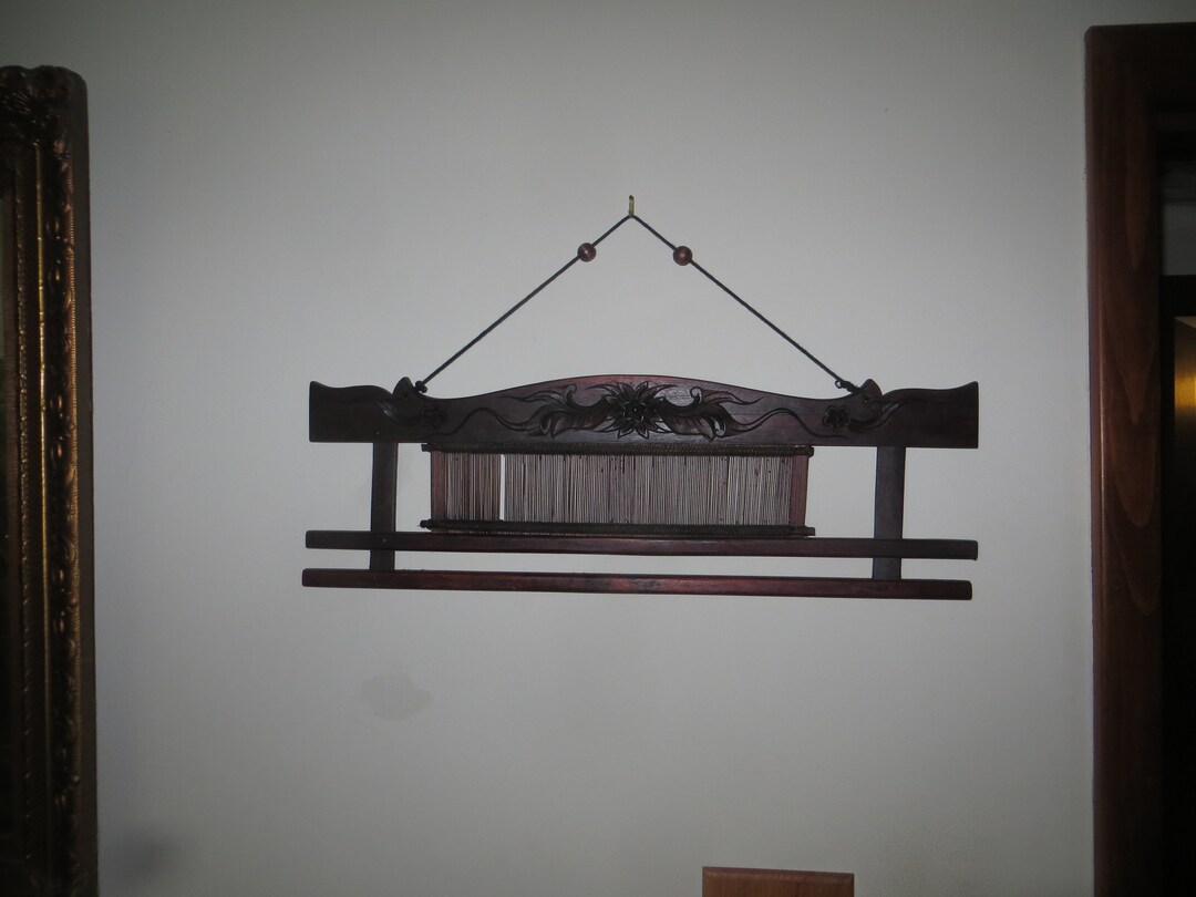 Vintage Weaving Loom Reed Wall Display, Carved Wood Etsy