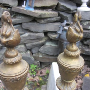Pair of Antique Bronze Fireplace Andirons, Chenets, Fire Dogs