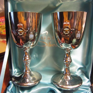 Per ARDUA AD Astra Royal Canadian Air Force - Burke and Wallace Canada Silver Plate Wine Goblets