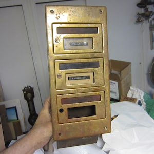 Vintage Brass Mailbox, 3 Unit Letter Box for Restoration