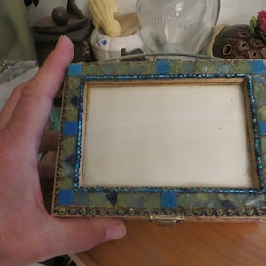 Trinket Picture Box, lidded, wood, mosaic ,