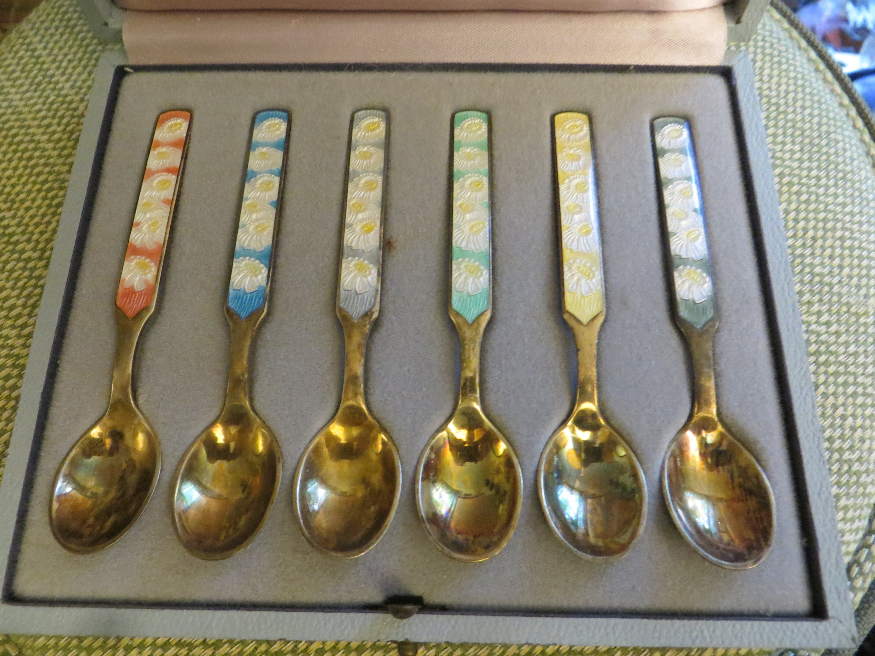 Danish A. Michelsen Sterling Silver Enamel Boxed 6 Spoons - Etsy 日本