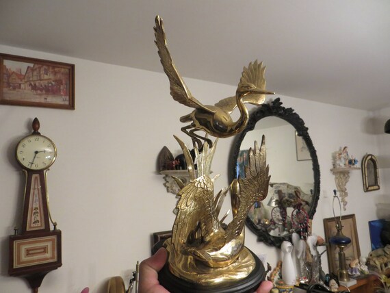 Swans Sculpture, Wildwood Accents 97033 , Figurines, Brass