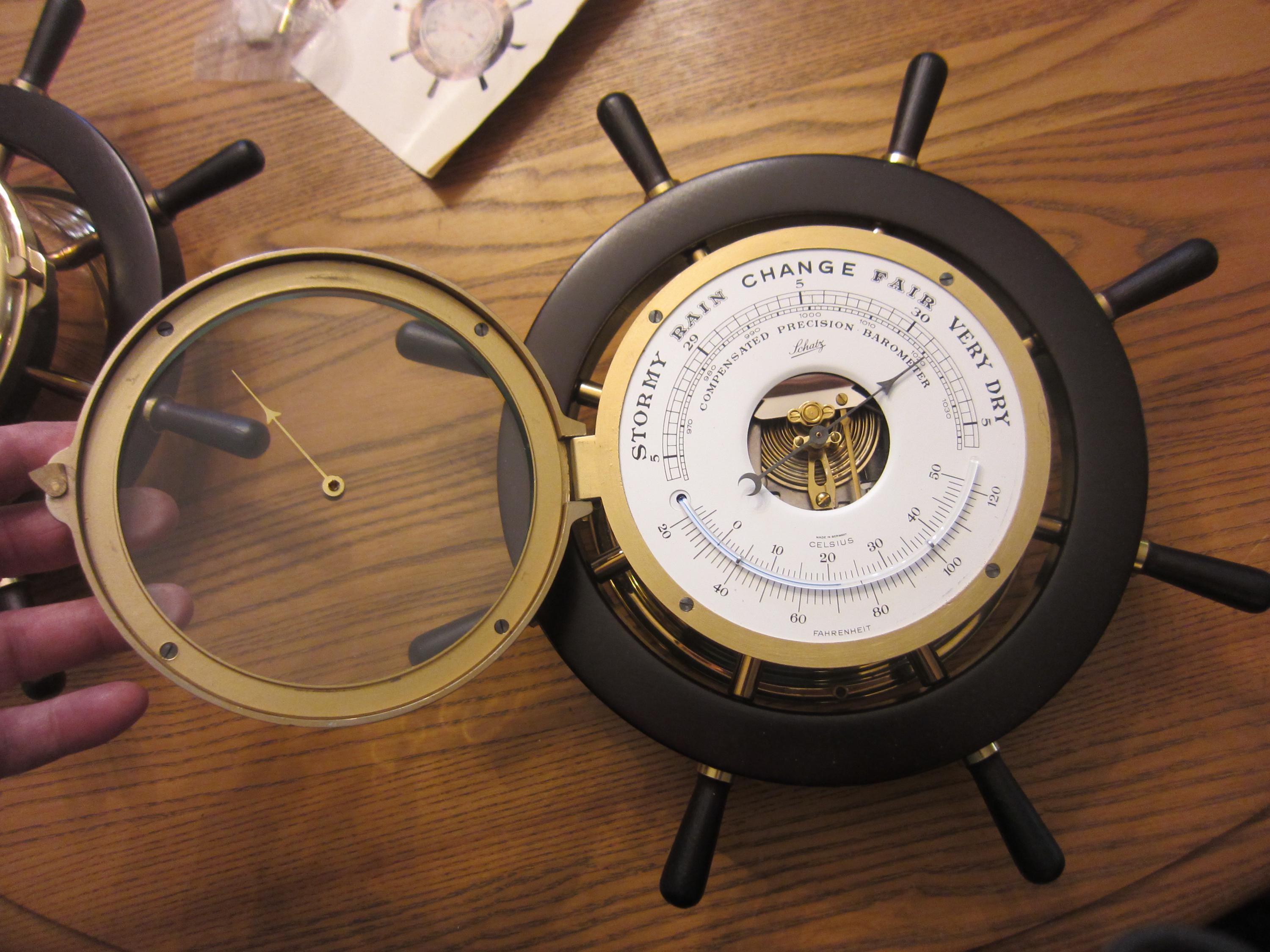 Vintage Schatz German Mariner Ships Clock and Barometer