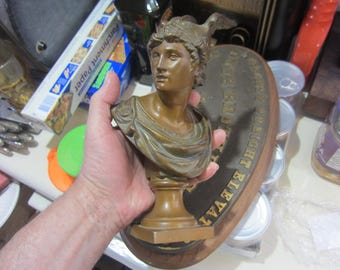 Large 10" Vintage Bronzed Spelter Bust Classical Renaissance, Please Read Description