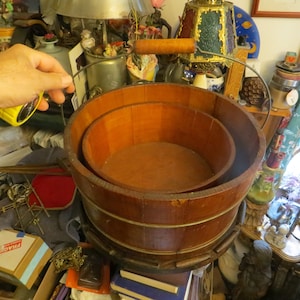 Antique Wood Stave Buckets with Wire Bale Handle