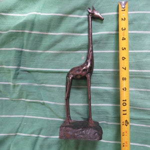 Carved Metal Long Neck Giraffe, MCM Figurine Sculpture