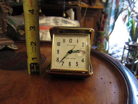 Vintage Phinney Walker Date Alarm Windup Clock Made in Japan 1950s