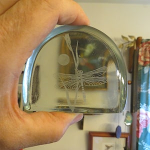 Vintage Dragonfly Glass Paperweight