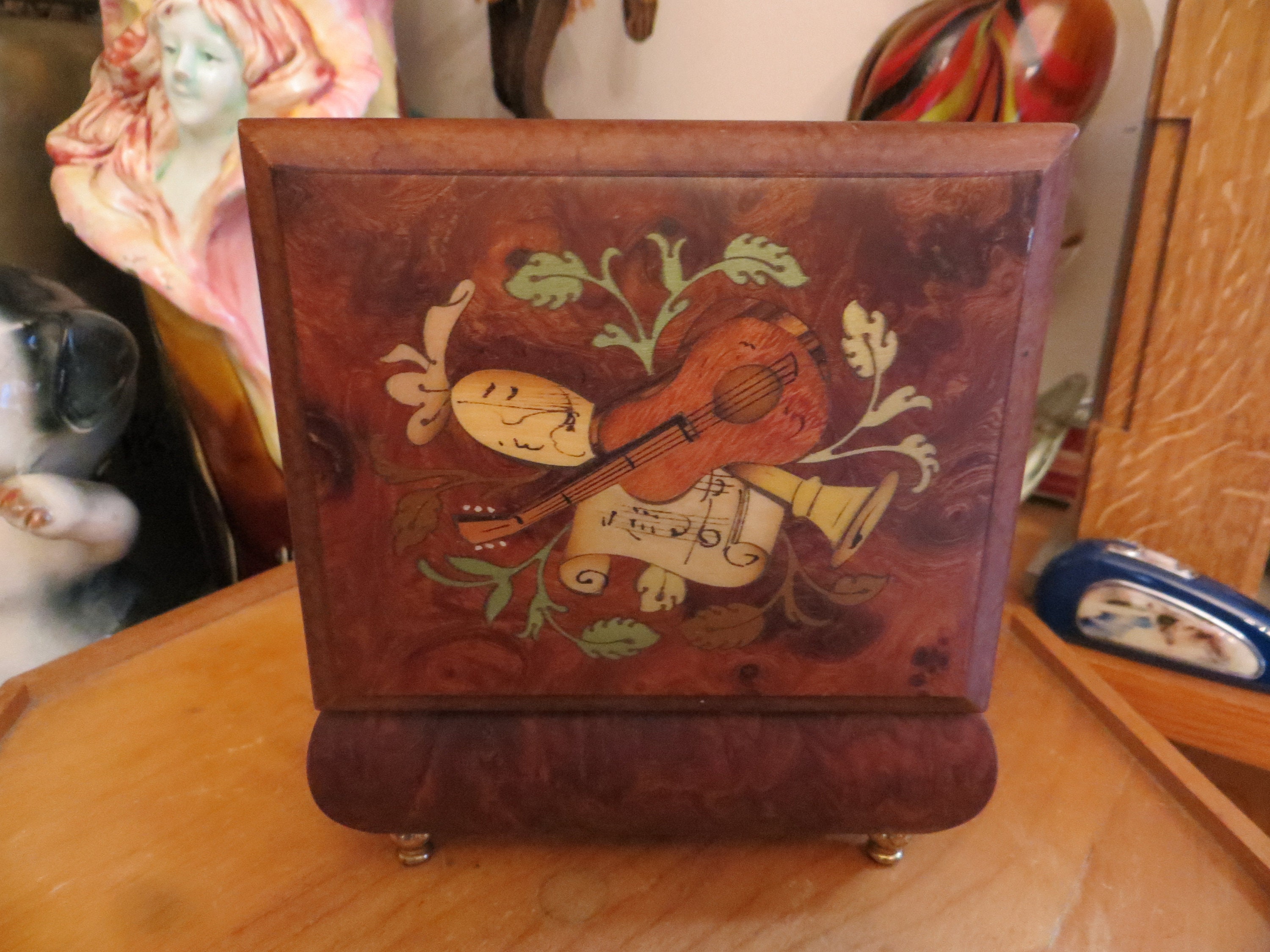 Isle of Capri Burlwood Music Box, A. Gargiulo & Jannuzzi Sorrento