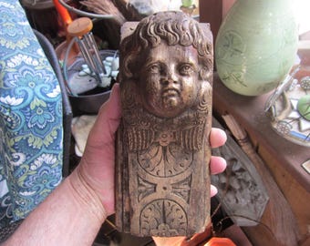 Antique Gilt Plaster Corbel Bracket w/ Cherub