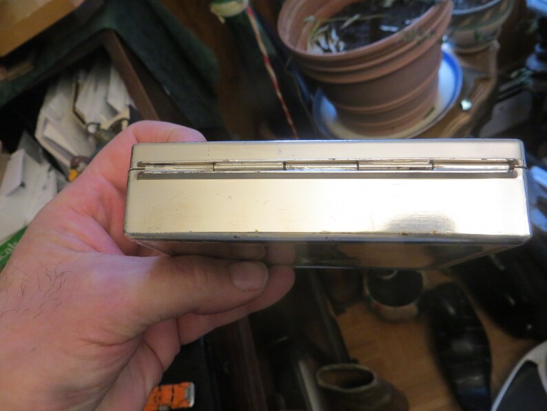 Old Silver Plated Trinket Box w weaved top vintage