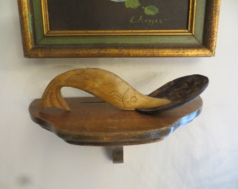 Wood handle fish spoon, vintage