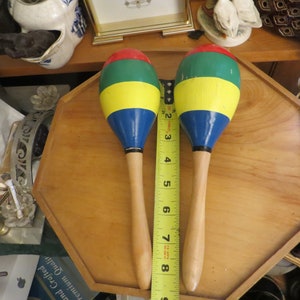 Pair of Maracas. Set of Vintage Striped Maracas.