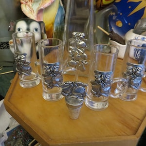 Artina Pewter Decanter & Shot Glasses, France