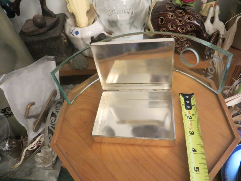 Old Silver Plated Trinket Box w weaved top vintage