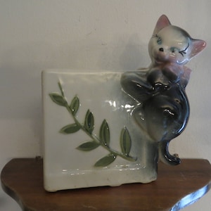 Kitty Cat Planter vintage kitten plant holder feline flower pot