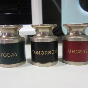 Vintage Weight Paperweights - Retro Office and Desk Decor - Urgent Today Tomorow - Set of Three