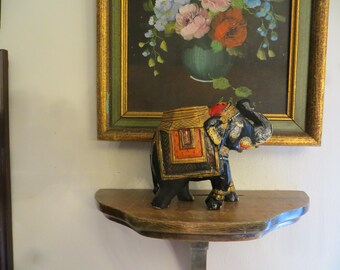Vintage Miniature Wood Elephant Trunk Up, Please Read Description