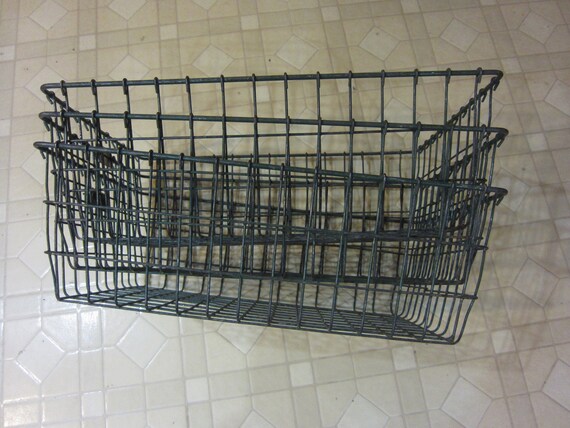 Vintage Kasper Wire Works Metal Storage Wire Locker Basket, Shiner