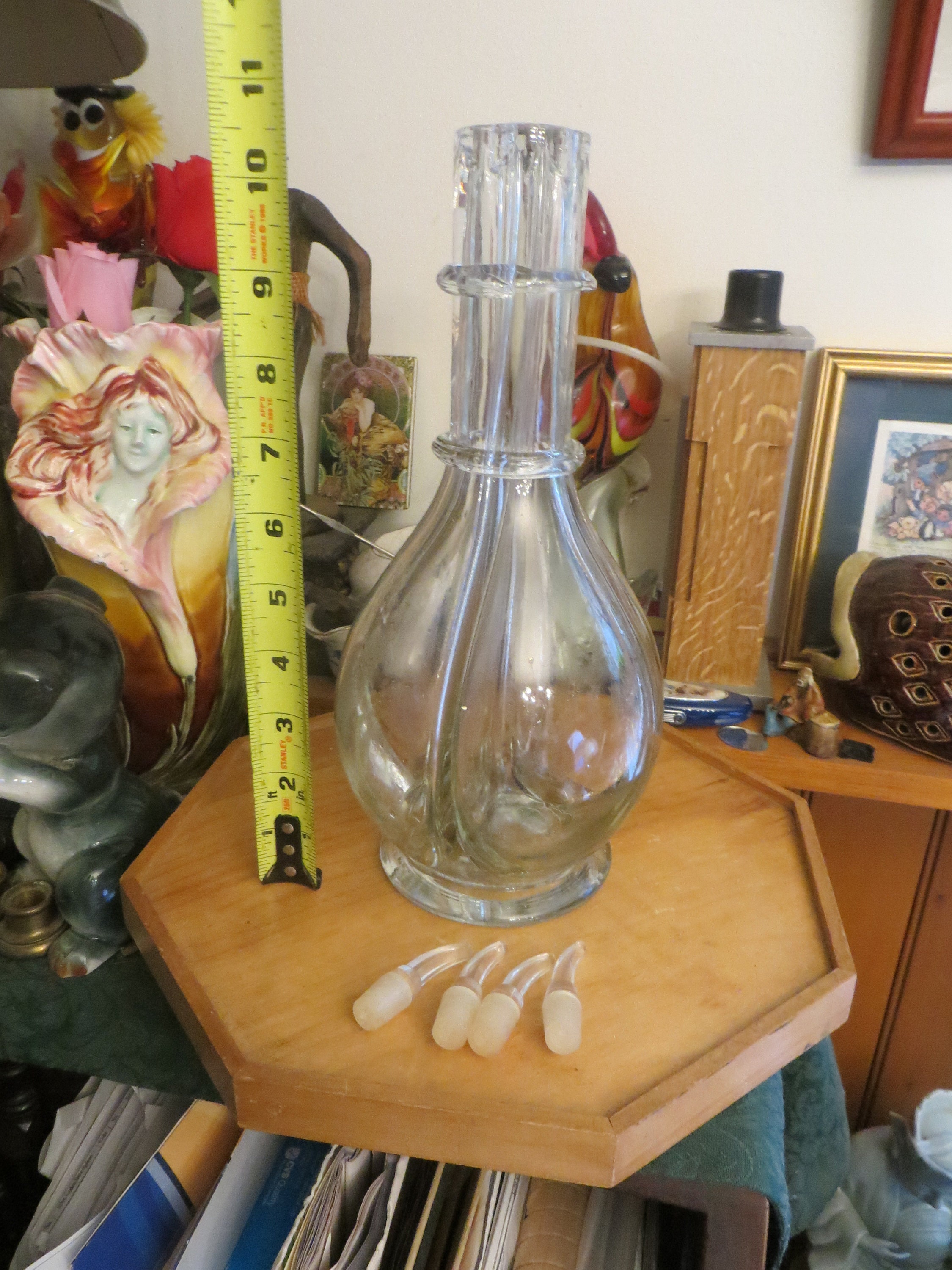 Vintage MCM Four Chamber Decanter w/ 4 Stoppers & Oil Vinegar 2