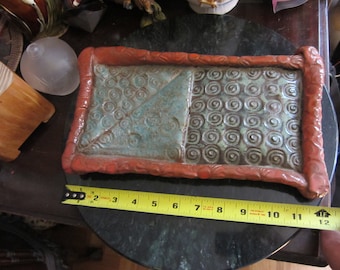 Clay baking serving dresser tray, oven pottery terracotta decor trinket warming tray dish, Please Read Description