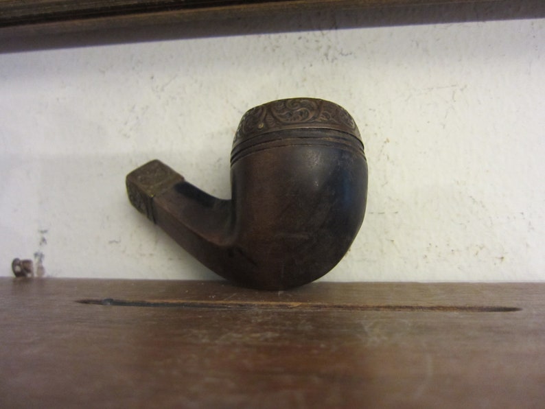 Old Smoking Pipe PAL Hammered Metal Trim Etsy