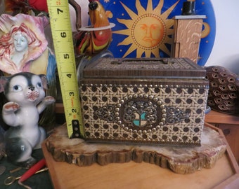 Vintage Tin Bank Money Box, Cash Lock Box, Metal Bank,, Please Read Description