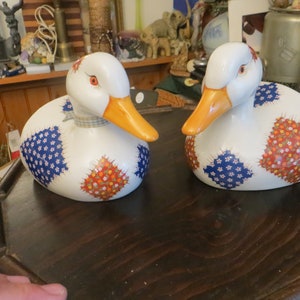 Vintage Duck Porcelain Ceramic Bookends