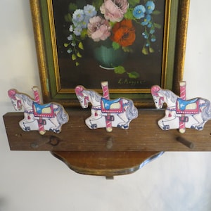 Carousel Horse Kids Coat Rack, hat jacket, vintage