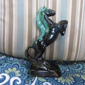 Vintage Pottery Rearing Horse, Art Deco Style