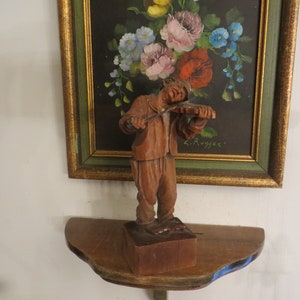 Hand-Carved Wooden Figure – Violin Player, Vintage