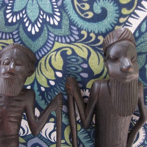 Carved Wood Figurines, Wood Carving Statue Pair