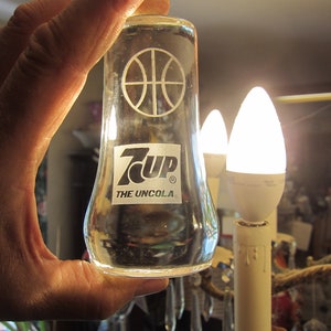 7 UP The Uncola Soda Paperweight, Sculpture, Vintage Pop Soda Art